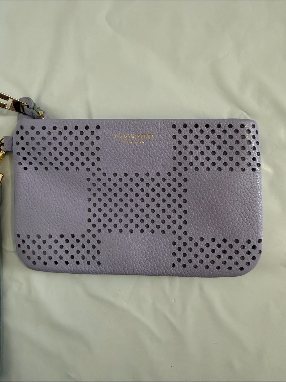 Isaac Mizrahi Perforated Leather Wristlet in Light Lavender